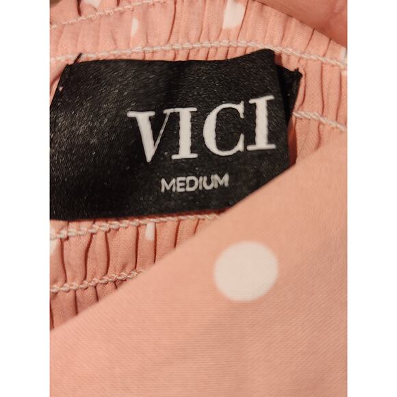 VICI Polka Dot Pleated Midi Sundress Pink White Women’s Size Medium - Picture 8 of 11